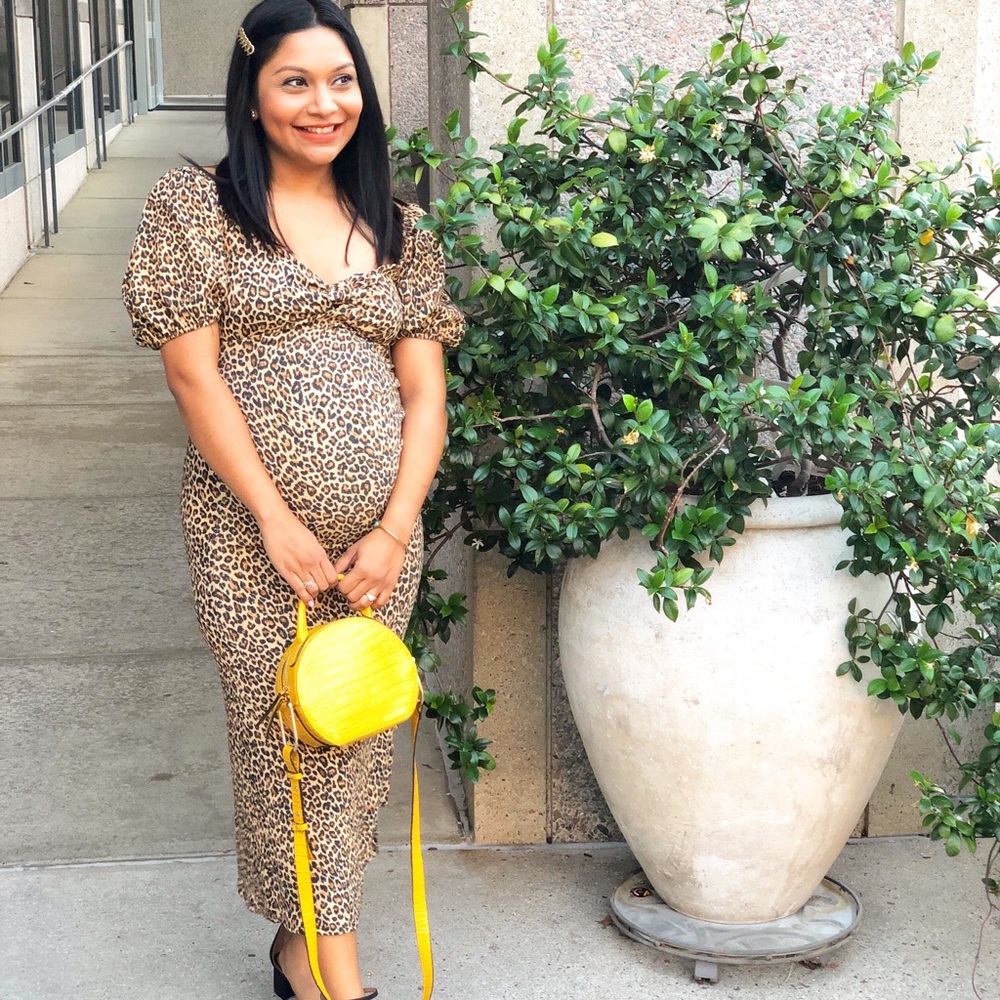 Leopard maternity midi